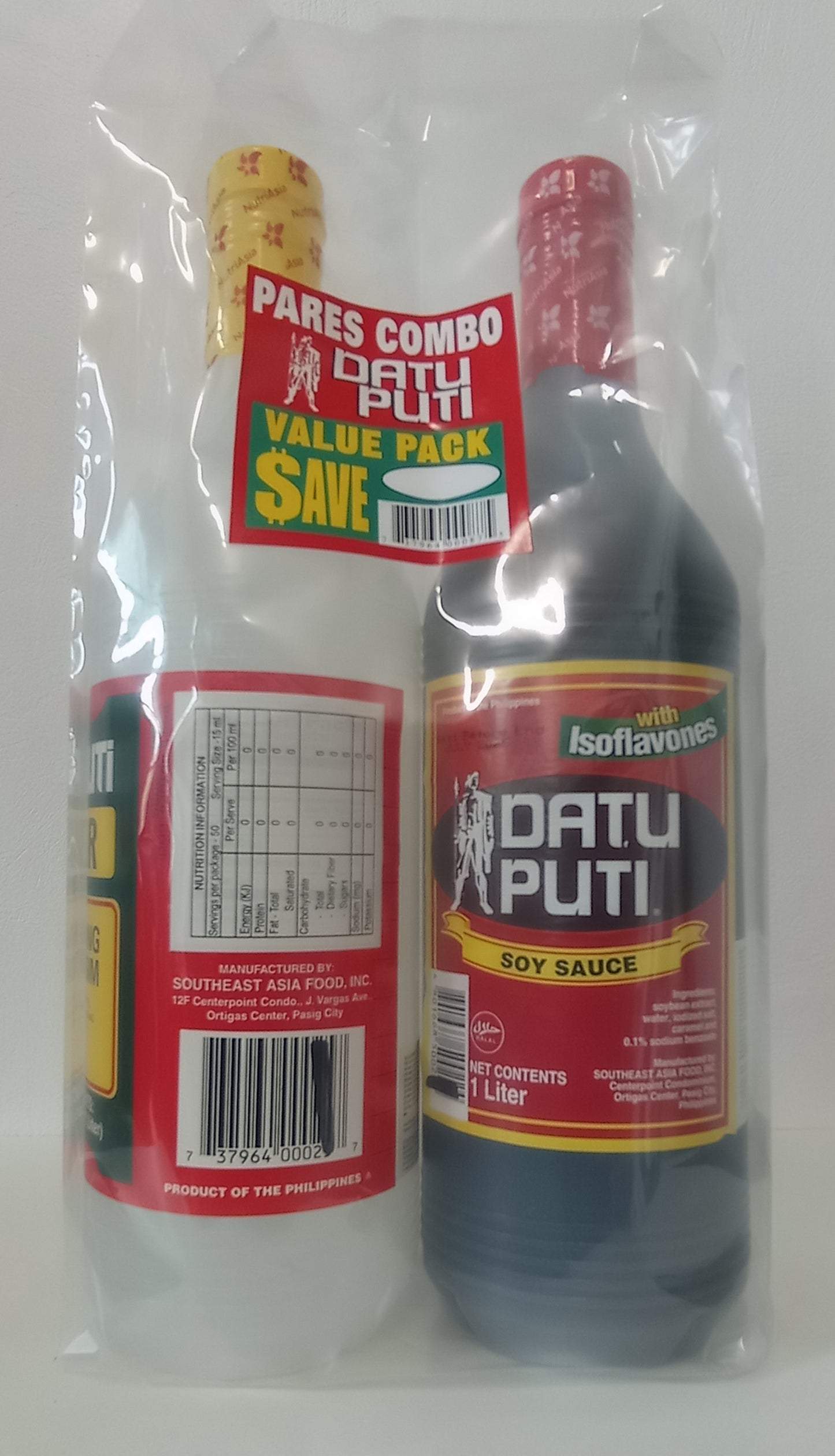 SOY SAUCE & VINEGAR DATU PUTI PARES COMBO 2 X 1 liter