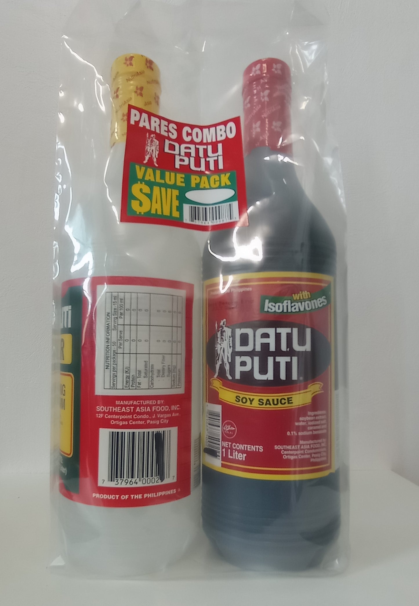 SOY SAUCE & VINEGAR DATU PUTI PARES COMBO 2 X 1 liter