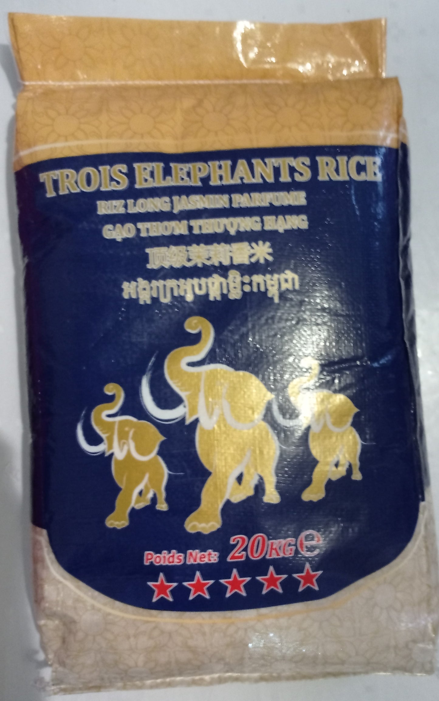 RIZ LONG TROIS ELEPANTS JASMIN PARFUME RICE 20Kg